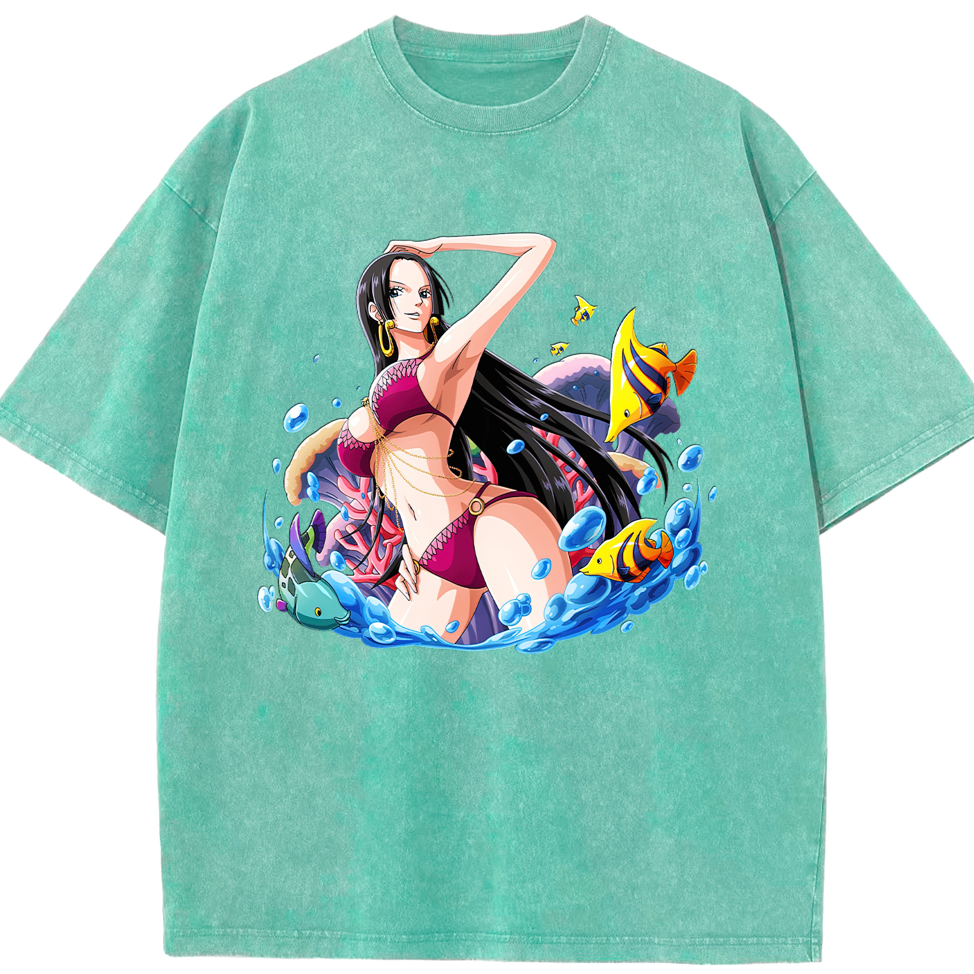 ワンピース ボア・ハンコック ONE PIECE Boa·Hancock 綿100% ヴィンテージ風 半袖Tシャツ（フロントプリント）